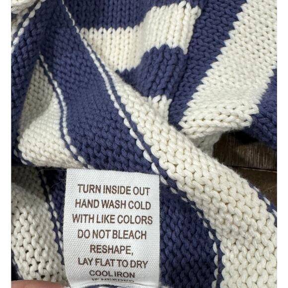 BLU PEPPER Blue/White Stripe Cropped Knit Slouchy Sweater - Size L - Picture 6 of 7